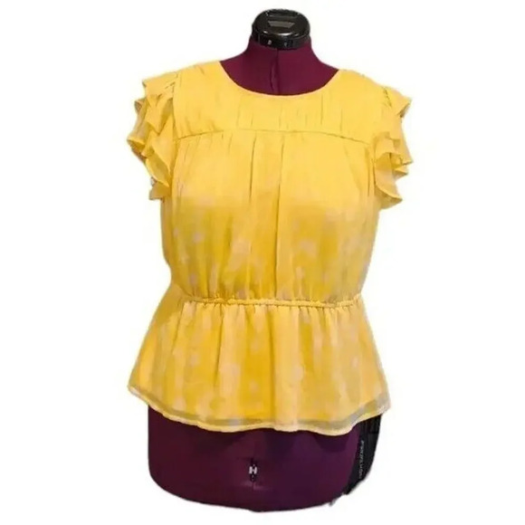 Simply Vera Wang Ruffle Sleeves Peplum Elastic Waist Top Blouse Size L - Picture 1 of 9